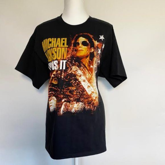MICHAEL JACKSON "This is it" Concert Tee Black Graphic Tee Top T-Shirt - Picture 2 of 5